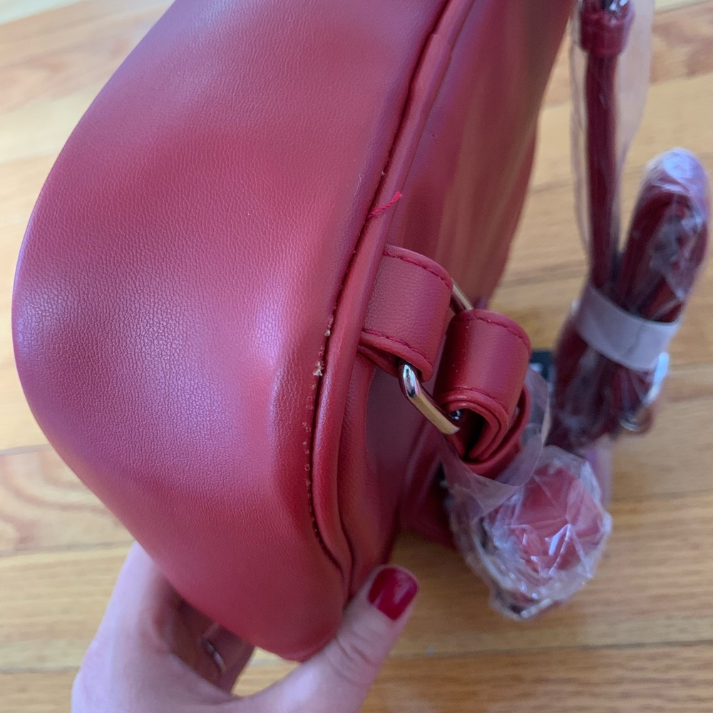Badgley Mischka Vegan Leather Red Mini Studded Backpack NWT. - Picture 11 of 16